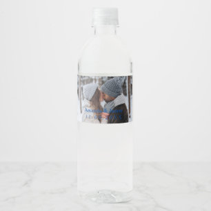 Elegant wedding Photo favors rustic Water Bottle Label
