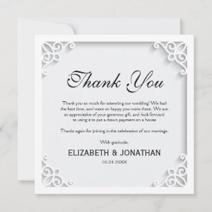 Elegant Wedding Photo Gratitude Thank You Card