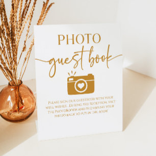 Elegant Wedding Photo Guest Book Table Pedestal Sign