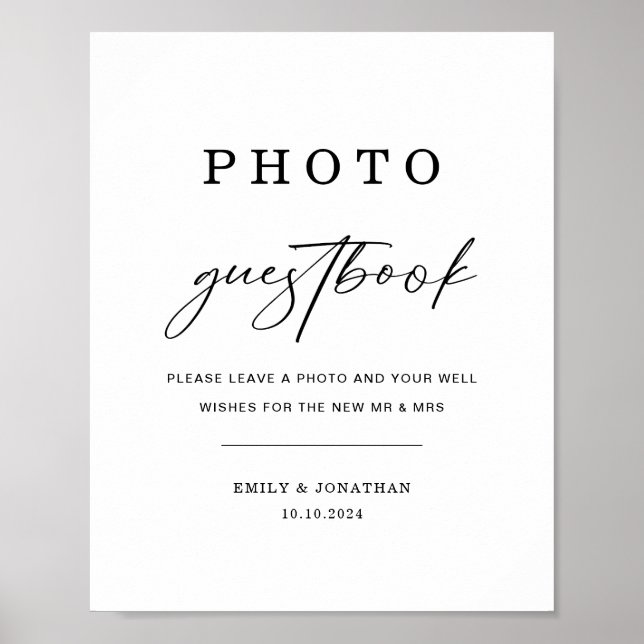 Elegant Wedding Photo Guestbook Sign (Front)