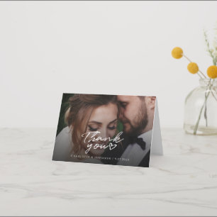 Elegant Wedding Photo Hand-Lettered Thank You