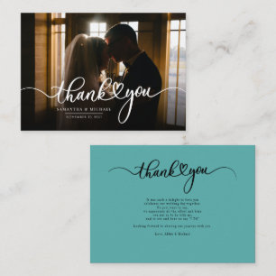 Elegant Wedding Photo Hand-Lettered Thank You Card