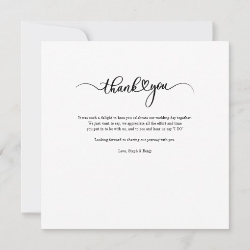 Elegant Wedding Photo Hand-Lettered Thank You Note Card | Zazzle