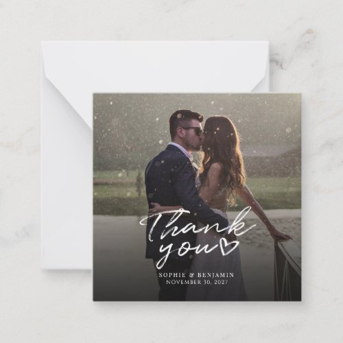 Elegant Wedding Photo Hand_Lettered Thank You Note Card