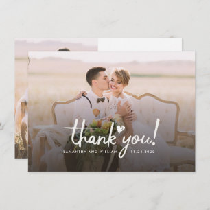 Elegant Wedding Photo Handwritten Thank You Card