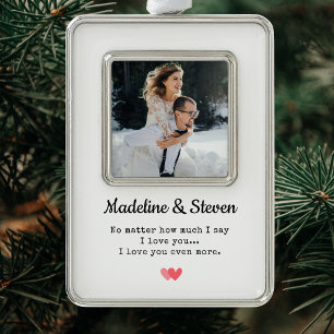 Elegant Wedding Photo Newlyweds Modern Christmas O Ornament