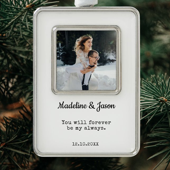 Elegant Wedding Photo Newlyweds Modern Christmas Ornament (Elegant Wedding Photo Newlyweds Modern Christmas Ornament)
