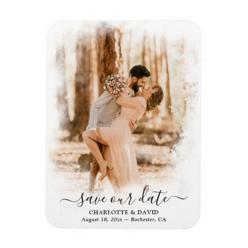 Elegant Wedding Photo Save Our Date Magnet