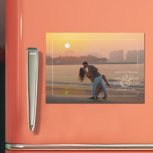 Elegant Wedding Photo Save the Date Magnetic Card (Creator Uploaded)