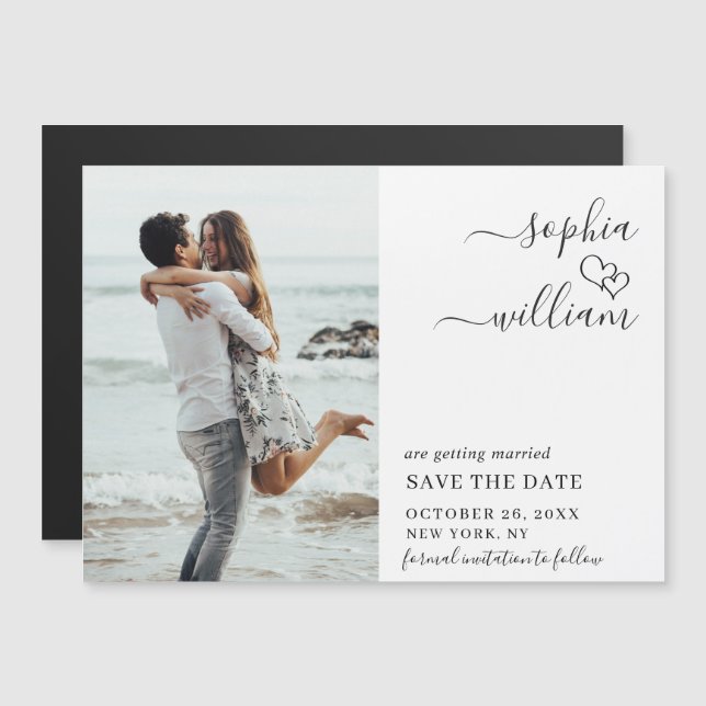 Elegant Wedding PHOTO Save the Date Magnetic Card (Front/Back)