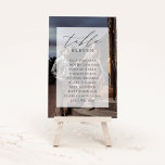 Elegant Wedding Photo Seating Chart Table Number<br><div class="desc">Elegant modern wedding table number cards feature a full bleed vertical photo with your table number overlaid on a sheer white rectangular element with chic calligraphy script accents. Personalize with your table number and individual guest names.</div>