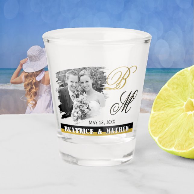 Elegant Wedding Photo Shot Glass, Anniversary Glass (Creator Uploaded)
