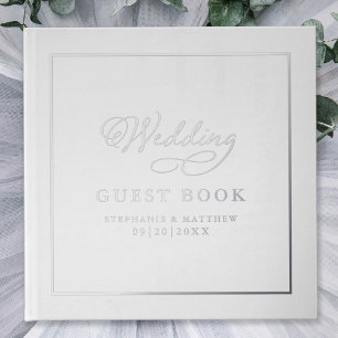 Elegant Wedding Photo Silver Calligraphy Chic Real Foil Guest Book