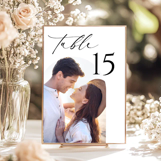 Elegant Wedding Photo Table Number | Zazzle