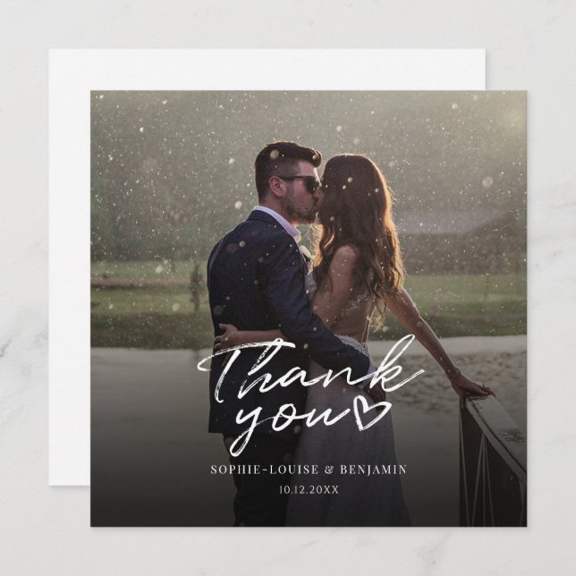 Elegant Wedding Photo Thank You Card (Front/Back)