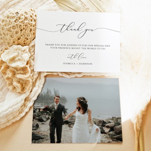 Elegant Wedding Photo Thank You Card