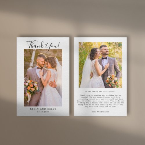 Elegant Wedding Photo Thank You Card