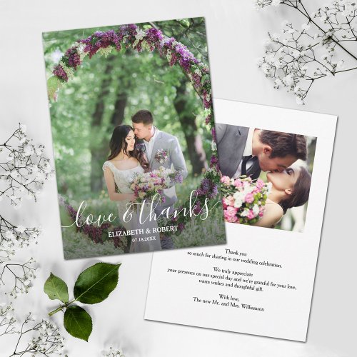 Elegant Wedding Photo Thank You Card