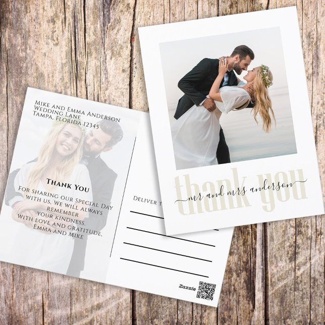 Elegant Wedding Photo Thank You Card (Creator Uploaded)