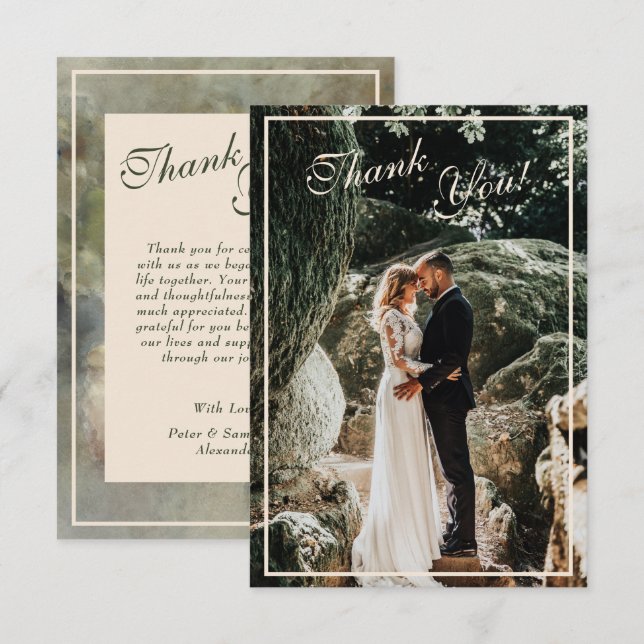 Elegant Wedding Photo  Thank You Card (Front/Back)