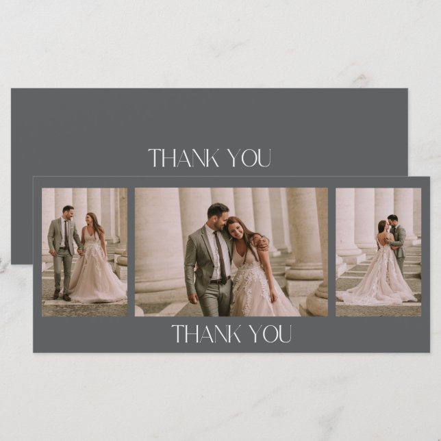 Elegant Wedding Photo Thank You Card (Front/Back)