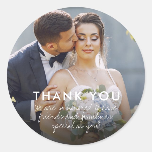 Elegant Wedding Photo Thank You Favor Stickers (Front)