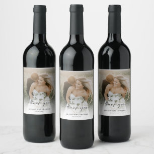 Elegant Wedding Photo Thank You Favor Wine Label
