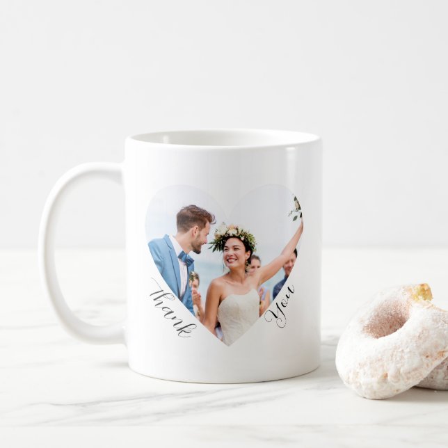 Elegant Wedding Photo Thank You Favors Custom Coffee Mug (With Donut)