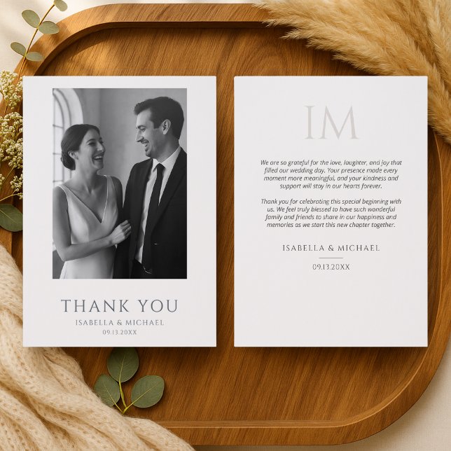 Elegant Wedding Photo Thank You Letterpress Card (Creator Uploaded)
