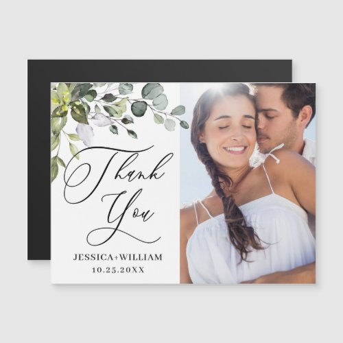 Elegant Wedding PHOTO Thank You Magnetic Card