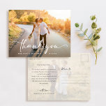 Elegant Wedding Photo Thank You Postcard<br><div class="desc">Say thank you in style with the Elegant Wedding Photo Thank You Postcard, featuring two of your favorite wedding photos and a chic text overlay in a graceful script font. This modern, minimalist design offers effortless elegance, combining simplicity with sophistication to create a lasting impression. Perfect for sharing your gratitude,...</div>
