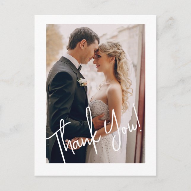 Elegant Wedding Photo Thank You Postcard (Front)