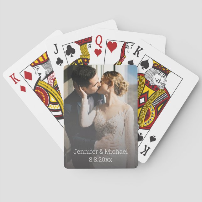 elegant wedding photo wedding anniversary poker cards (Back)