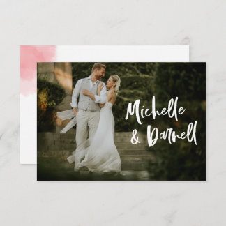 Elegant Wedding Photo with Love Heart Script Thank You Card