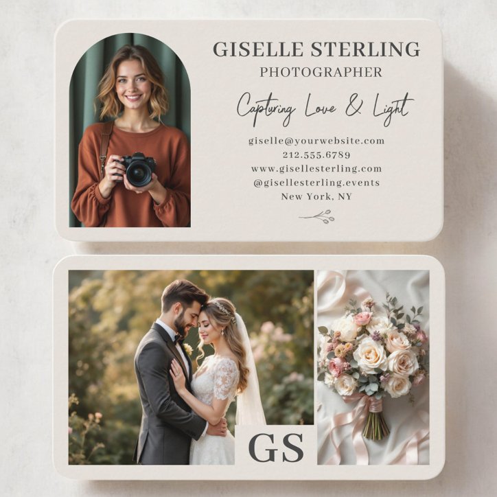Elegant Wedding Photographer Business Card