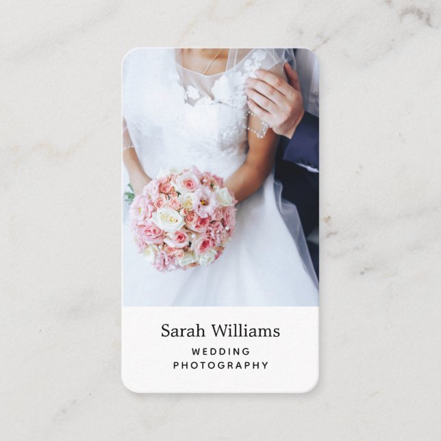 Elegant Wedding Photographer Vertical Business Card (Front)