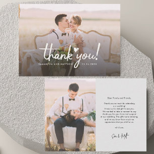 Elegant Wedding Photos Script Thank You Card