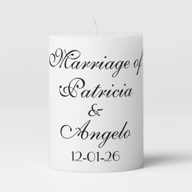 Elegant Wedding Pillar Candle (Front)
