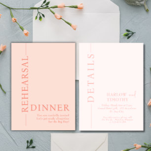 Elegant Wedding Pink Enclosure Rehearsal Dinner Card