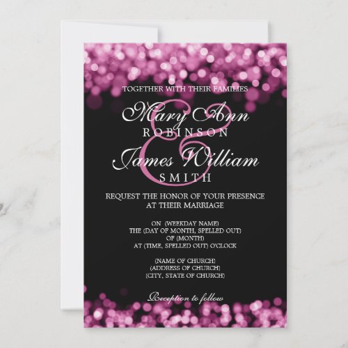 Elegant Wedding Pink Lights Invitation