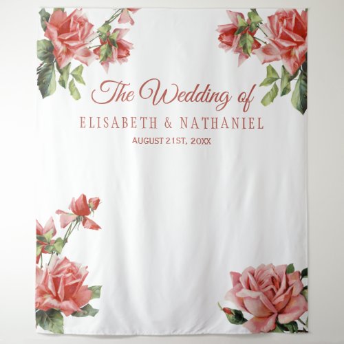 Elegant wedding pink roses photo booth backdrop