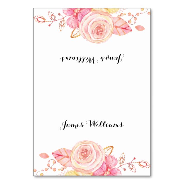 Elegant Wedding Place Cards Flowers And Pearls
