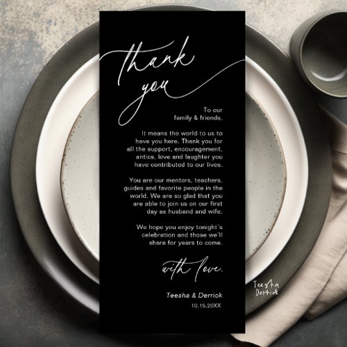 Elegant Wedding Place Setting Thank You Card