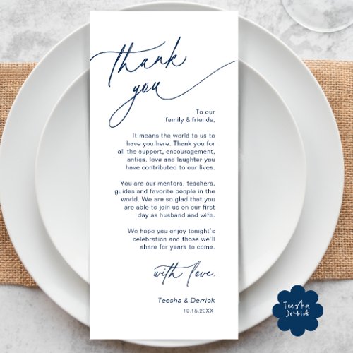 Elegant Wedding Place Setting Thank You Card