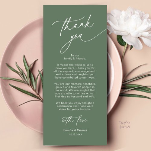 Elegant Wedding Place Setting Thank You Card