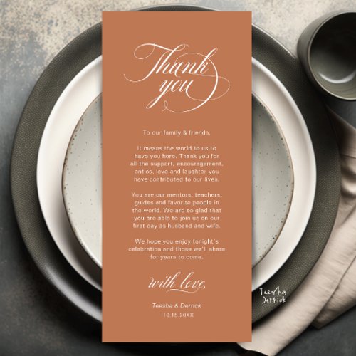 Elegant Wedding Place Setting Thank You Card