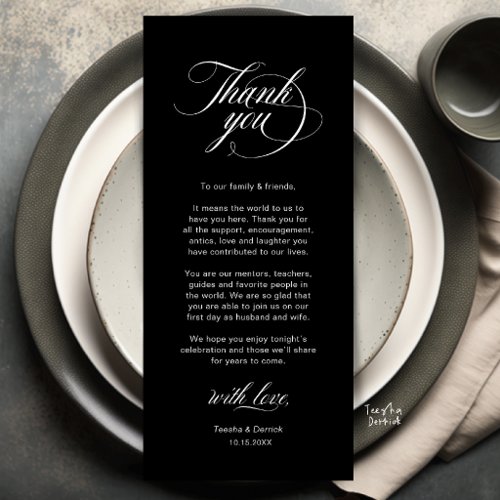 Elegant Wedding Place Setting Thank You Card