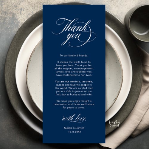 Elegant Wedding Place Setting Thank You Card