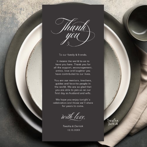 Elegant Wedding Place Setting Thank You Card