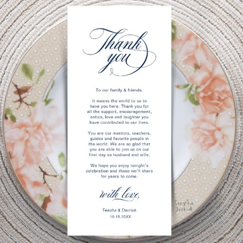 Elegant Wedding Place Setting Thank You Card